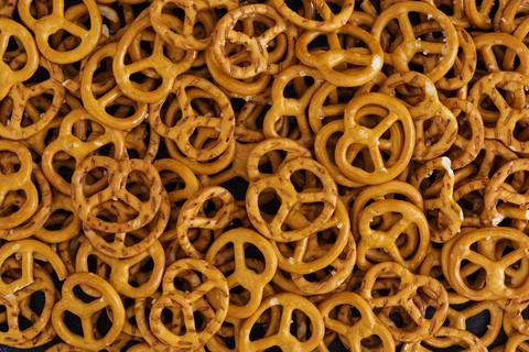 Background of salted pretzel. Top view Foto stock