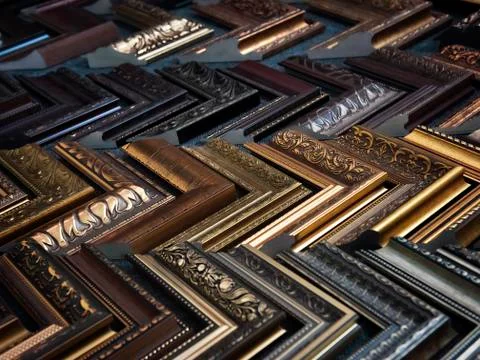 Background of the sample frames for paintings Stock-Fotos