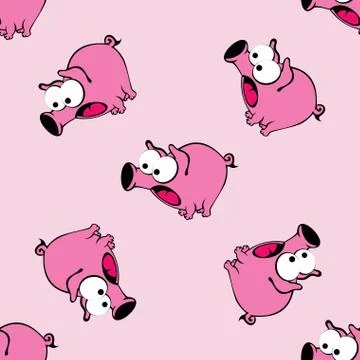 A background with scared pigs. Vector seamless pattern. Stock Illustration