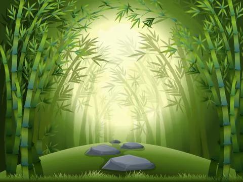 Background scene with bamboo forest Stock Illustration