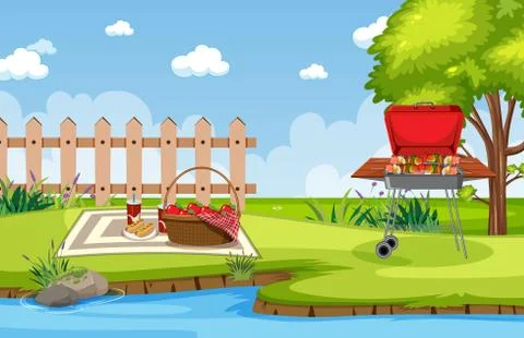 Background scene with barbecue in the park Stock-Illustration
