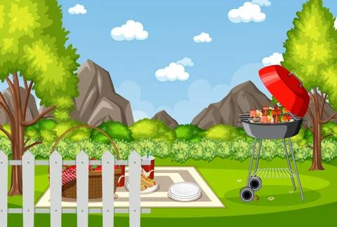 Background scene with BBQ in the park Stock-Illustration