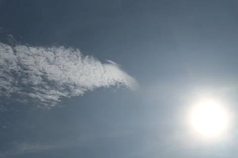 Background scene of cloudy sky and scorching sun Stock Photos