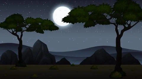 Background scene with dark sky at the park Illustrazione stock