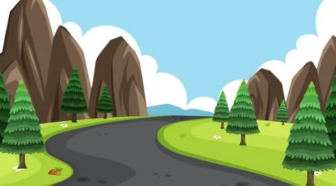 Background scene with many trees in the park Stock Illustration
