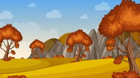 Background scene with many trees in the park イラスト素材