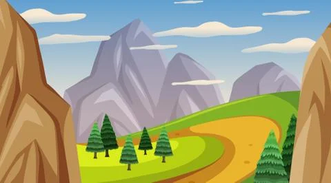 Background scene with many trees in the park Stock-Illustration