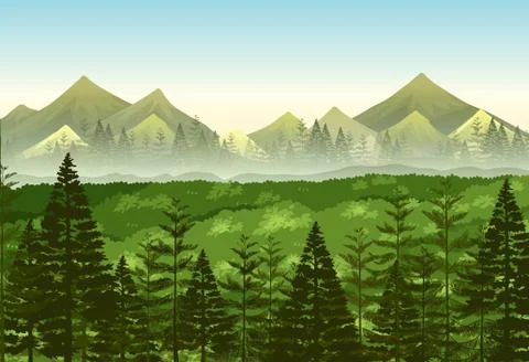 Background scene pine forest Stock Illustration