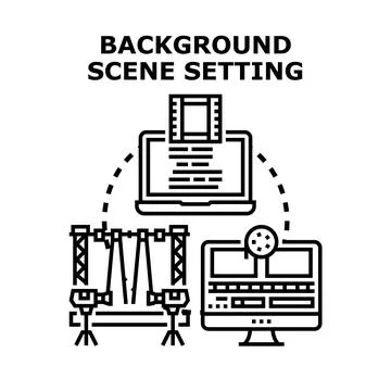 Background scene setting workflow for film production Stock Illustration