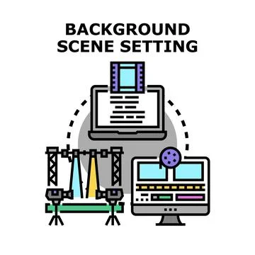 Background scene setting workflow for film production Stock Illustration