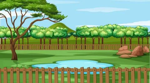 Background scene with trees in the park 库存插图