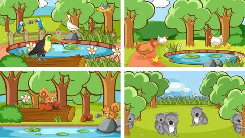 Background scenes of animals in the wild Illustrazione stock