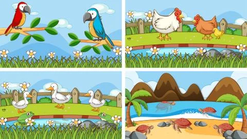 Background scenes of animals in the wild Illustrazione stock