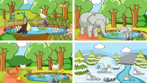 Background scenes of animals in the wild Illustrazione stock
