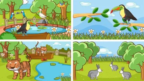 Background scenes of animals in the wild イラスト素材