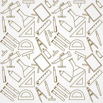 Background for school Pattern with school supplies on white background. Co... Foto stock