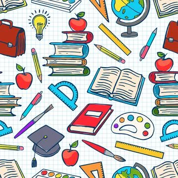 Background with school supplies Stock Illustration