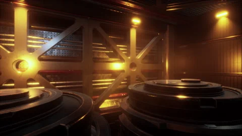 Background Science fiction interior. Sci-fi spaceship corridors. 3d rendering Vídeos de archivo 235632645