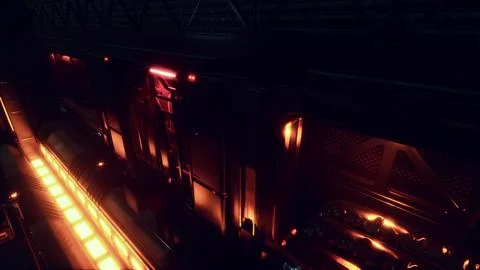 Background Science fiction interior. Sci-fi spaceship corridors. 3d rendering Stock Illustration