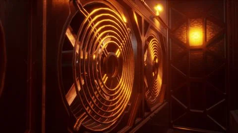 Background Science fiction interior. Sci-fi spaceship corridors. 3d rendering Stock Illustration