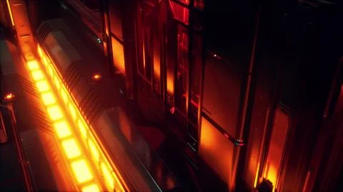 Background Science fiction interior. Sci-fi spaceship corridors. 3d rendering Stock Illustration