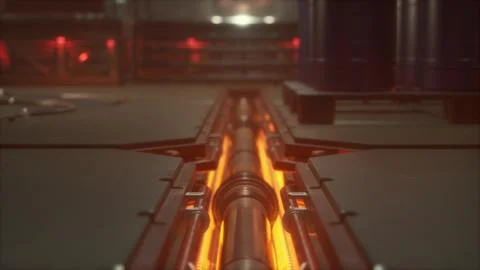 Background Science fiction interior. Sci-fi spaceship corridors. 3d rendering Stock Illustration
