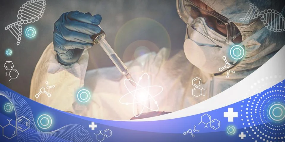 Background Science.Experimental and Development Concept in Scientific Technology Illustrazione stock