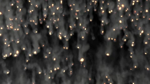 Background screensaver of burning ash particles that slowly descend, emitting Stock Footage 170639507