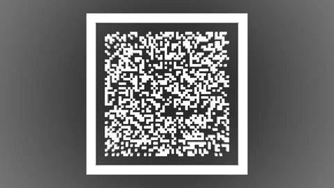 Background screensaver. Qr code. White movable cubes in a white frame on a black Stock Footage 145683882