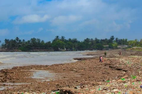Background Sea Pollution: Garbage dumped in the Sri Lankan Sea near Colombo. Stock Photos