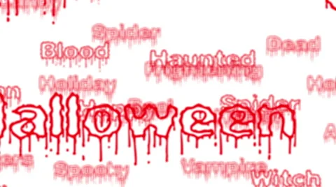 Background - Seamless loop of red Halloween words with alpha matte Stock Footage 42758181