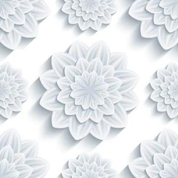 Background seamless pattern with 3d flower chrysanthemum Stock Illustration
