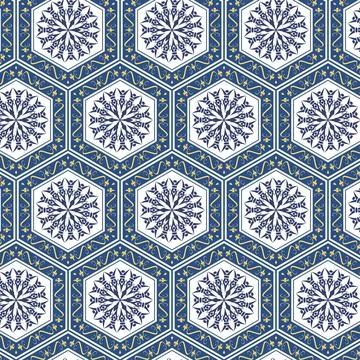 Background with seamless pattern in arabic style. Stock Illustration