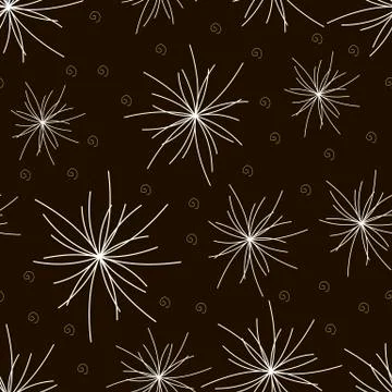 Background, seamless pattern with black floral elements, geometric design, ve イラスト素材
