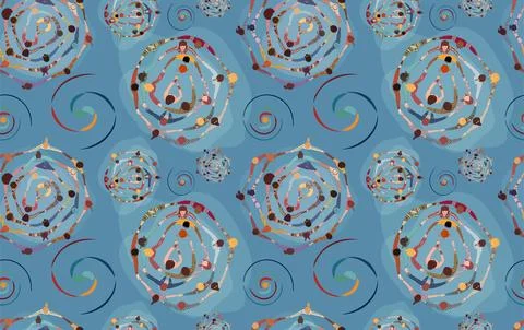 Background seamless pattern diverse people in a circle  holding hands. Diversity Stock Illustration