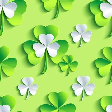 Background seamless pattern green with 3d patrick clover Illustrazione stock