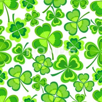 Background seamless pattern with green shamrock Stock Illustration