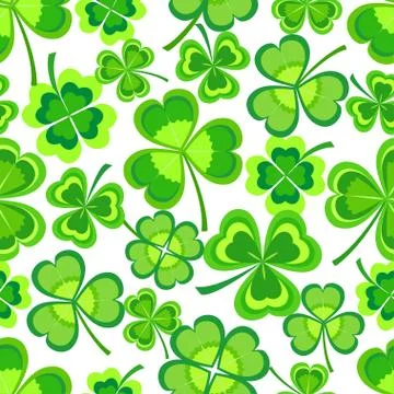 Background seamless pattern with green shamrock Stock Illustration
