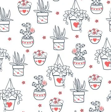 Background Seamless pattern  houseplant Illustrazione stock