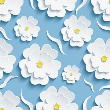 Background seamless pattern with sakura and waves イラスト素材