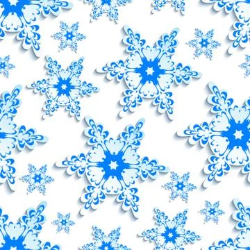 Background seamless pattern with stylized 3d snowflake Stock Illustration