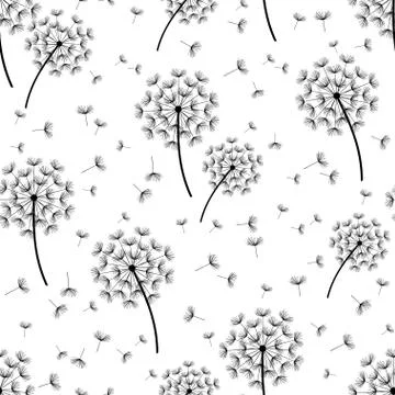 Background seamless pattern with stylized dandelions Stock Illustration