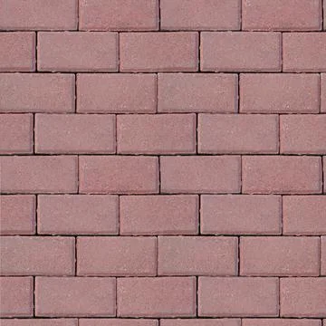 Background of seamless texture of masonry road made of dark pink brick. Stock Photos