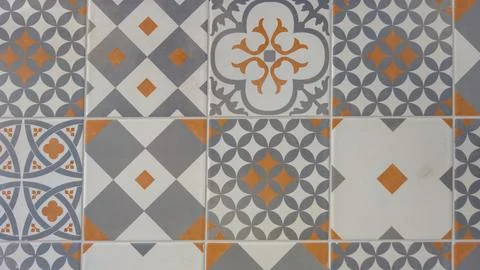 Background seamless texture of old stone wall Azulejo patchwork tile surfac.. Stockfoto's