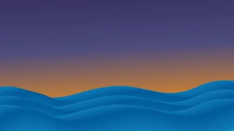 Background Serene Ocean Waves at Sunset with Vibrant Gradient Sky Ilustración de archivo