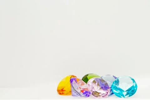Background with set of many different gemstone multi color Stock Photos