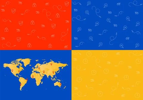 Background set. World map. Vector illustration. Stock Illustration