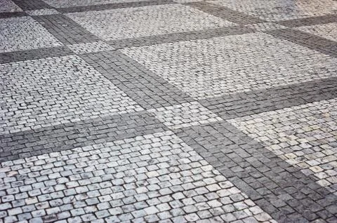 Background of sett. Cobblestone pavement. Texture. 写真素材