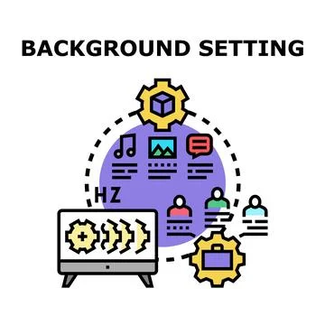 Background setting options and system configuration illustration Stock Illustration