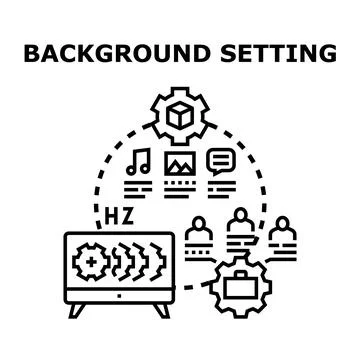 Background setting options and system configuration illustration イラスト素材